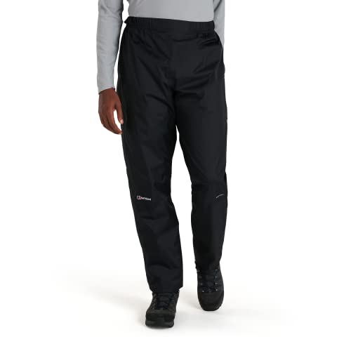 Berghaus Men's Deluge Waterproof Breathable Overtrousers | Durable | Comfortable Rain Pants, Black, XL Regular (31 Inches)