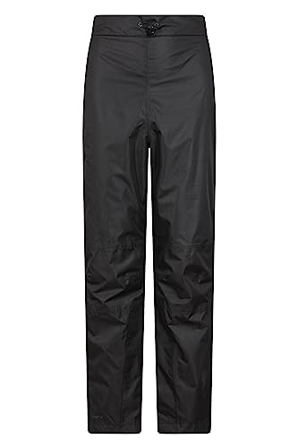 Mountain Warehouse Spray Mens Waterproof Overtrousers - Lightweight Ripstop Rain Pants with Half Zip Side Legs - for Autumn, Winter & Outdoors Black XS