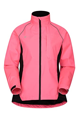 Mountain Warehouse Adrenaline Womens Waterproof Jacket - Breathable Ladies Coat, Taped Seams, Reflective Trims Rain Jacket - For Autumn Winter, Cycling, Running Bright Pink Women's Size 6
