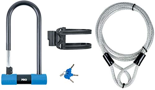 Oxford AlarmD D Lock - Pro Duo Cable/Alarmed Siren Alarm Loud Sound Bicycle,320mm x 173mm & 1.2mm cable