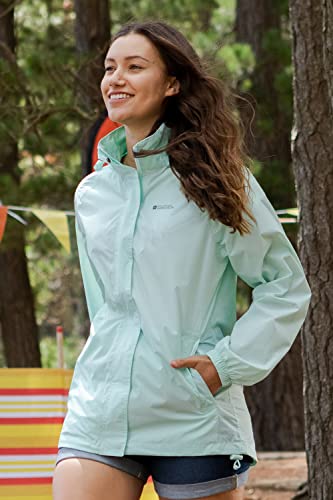 Mountain Warehouse Pakka Womens Waterproof Packable Jacket - Foldaway Hood Jacket, Ladies Coat, Lightweight Rain Jacket - For Autumn Winter, Walking, Travelling Mint - Unicorn Women's Size 10