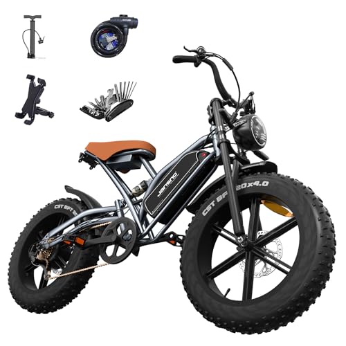 JANSNO Electric Bikes for Adults with 65Nm Motor, 48V/14Ah New upgraded battery and Dual Shock Absorber, 20' x 4.0 All-terrain wide tire Electric Bicycle, Multiple performance modes can be unlocked