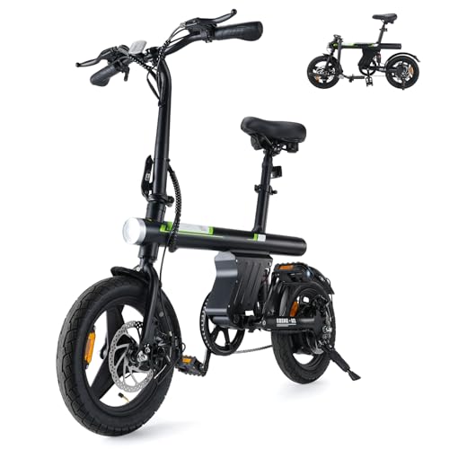Finbike U1 Electric Bike for Adult/Teens,14' Folding Electric Bicycle with LCD Display,25KM/H & 45KM Range,4H Fast Charge,4 Riding Modes,Rear Shock Absorber,120KG Capacity,Compact Foldable Ebike