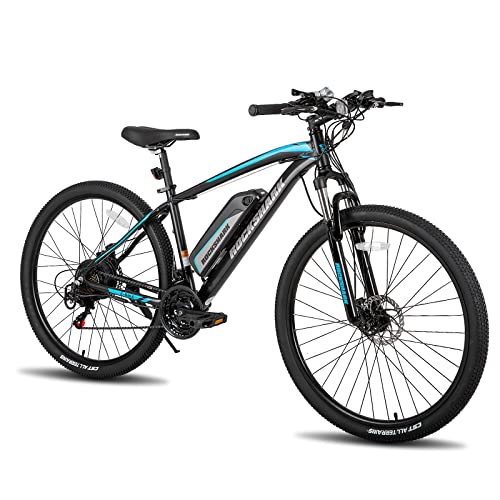Hiland Electric Bike for Adults, 27.5 inch Electric Mountain Bicycle with 10.4Ah Removable Battery, 250W Motor, 21 speeds Black Ebike for Men