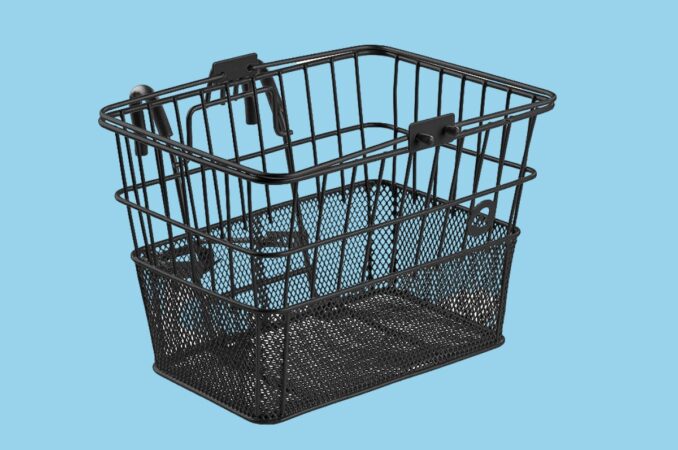apollo steel bike basket blue