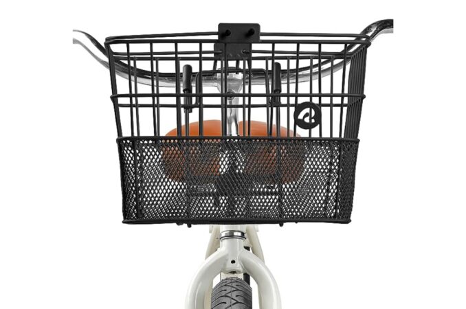 apollo steel bike basket in front