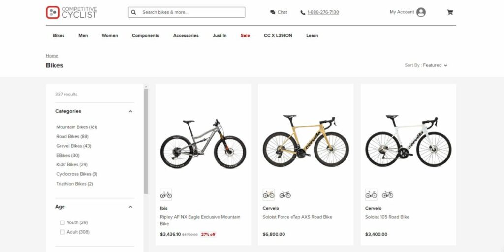 Competitive Cyclist online store