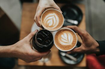 Cyclists having coffee