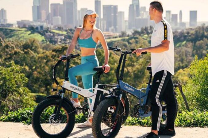 heybike mars folding e-bike in use
