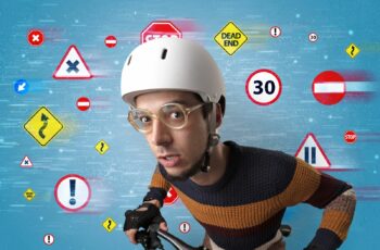 confused cyclist wondering about highway code.