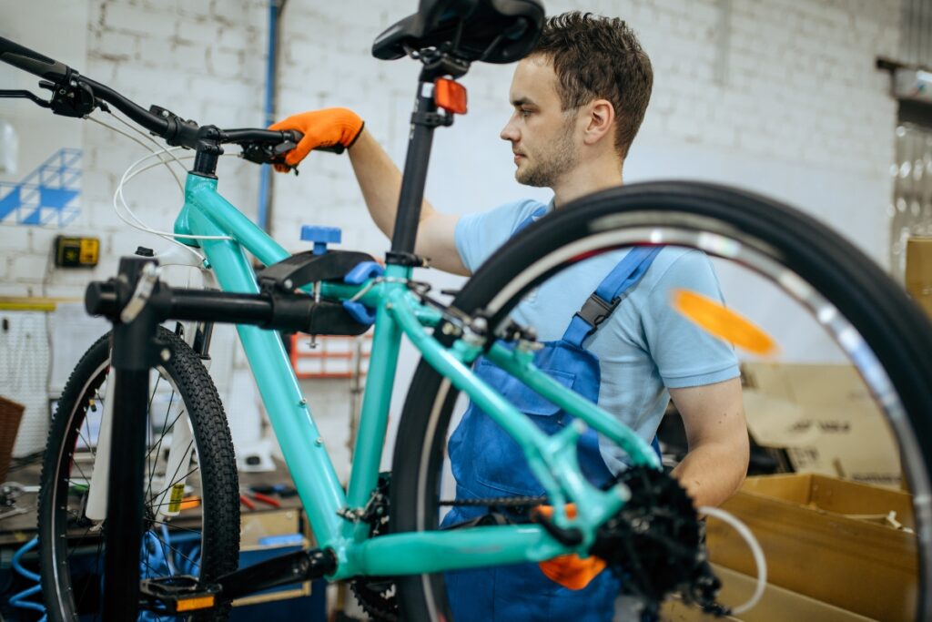 Man working in bicycle factory