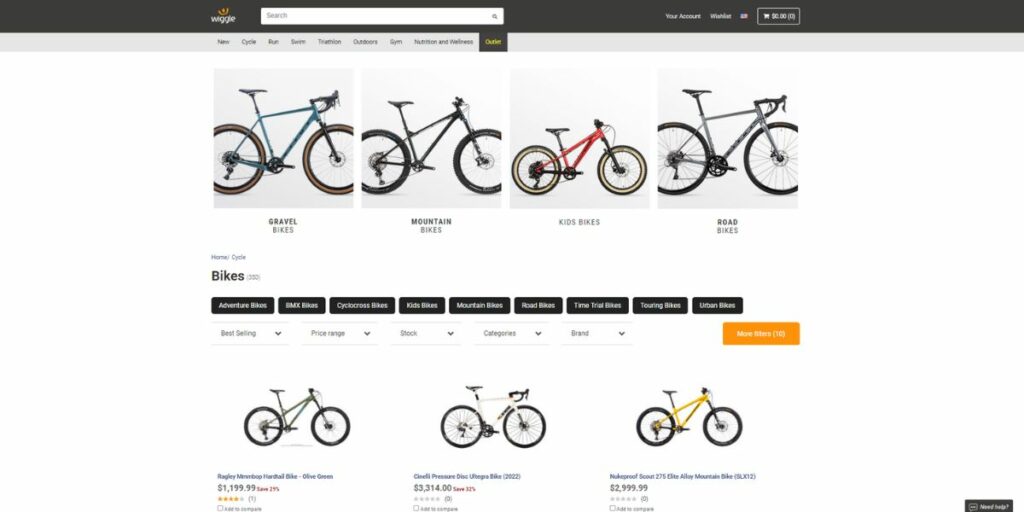 Wiggle bicycle shop
